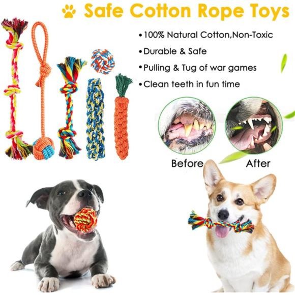 Dog Puppy Toys, Puppy Chew Toys for Fun and Teeth Cleaning, Dog Squeak Toys - Picture 2 of 7
